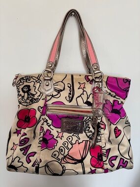 Coach Poppy Vintage Floral Fabric Tote Bag - 16306